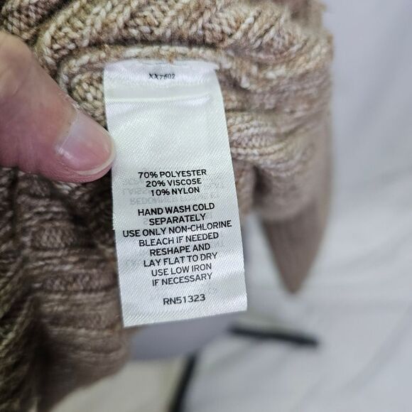 Halogen Tan Thread Detail Chunky Knit Sweater Size Large - Picture 9 of 10
